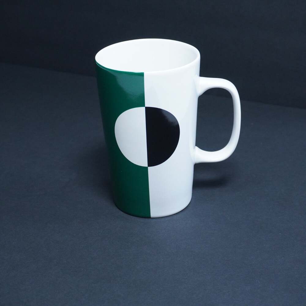 Starbucks Green White Black Circle Modern Abstract Tall Coffee Tea Mug 16oz 2014